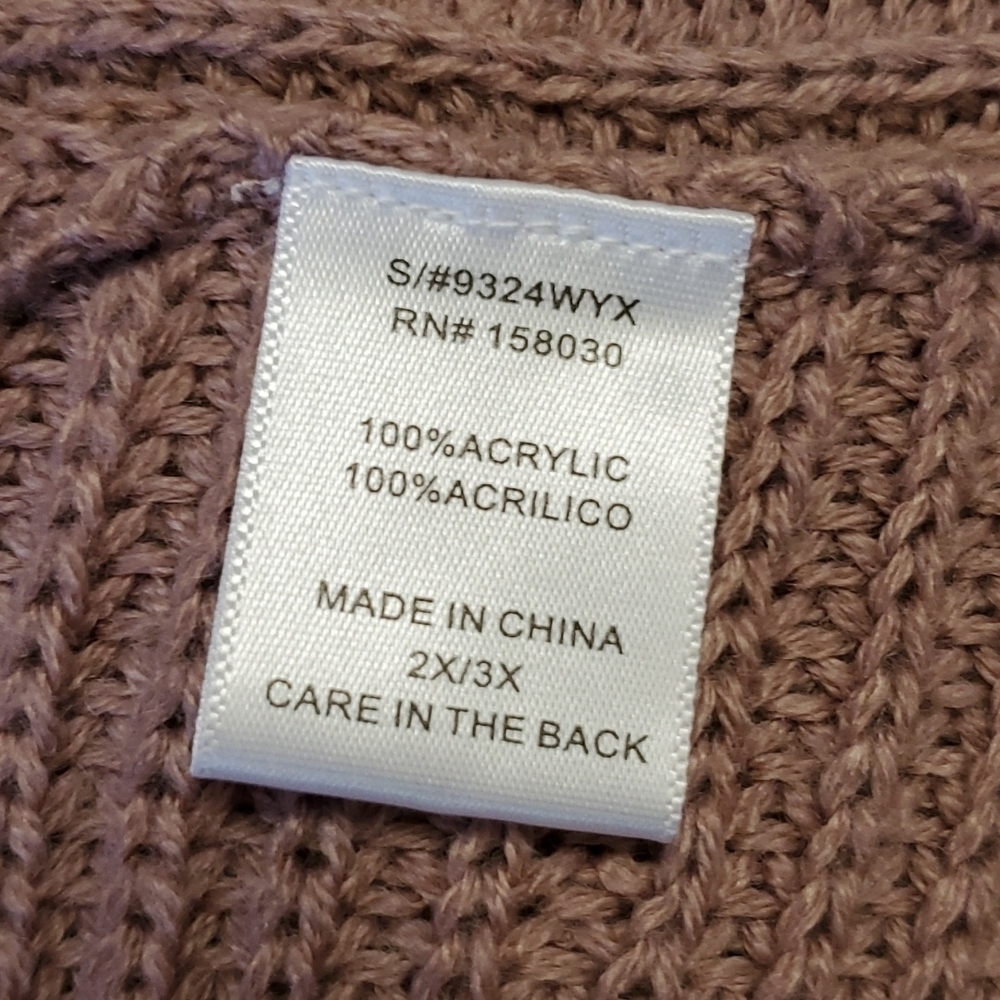"Love Tree" Long-Sleeve Waffle Knit Sweater, with V-neck Front & Twisted Back - Picture 13 of 14